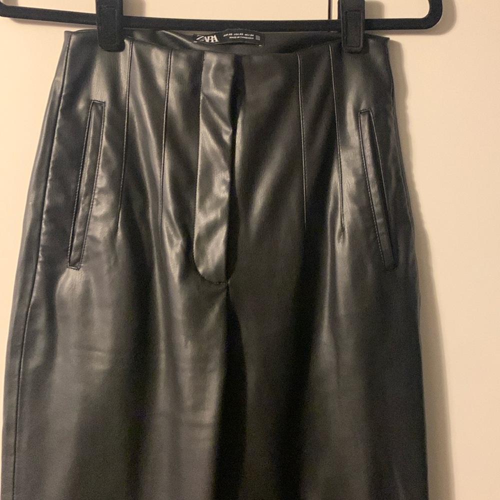 Zara high waisted straight leather pants